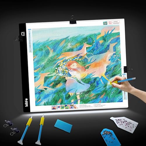 Mlife A4 Light Board Kits for Diamond Painting, Diamond Art Kits for Adults with Diamond Art Painting Accessories, USB Powered Adjustable Brightness Light Box with Diamond Art Tools for Adult - style: A4 Kits