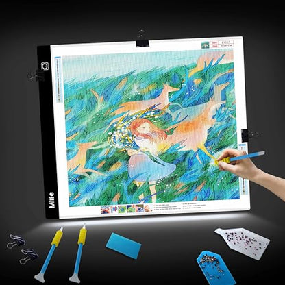 Mlife A4 Light Board Kits for Diamond Painting, Diamond Art Kits for Adults with Diamond Art Painting Accessories, USB Powered Adjustable Brightness Light Box with Diamond Art Tools for Adult - style: A4 Kits