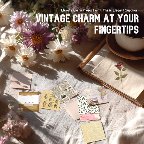 slapaflife 450 PCS Vintage Scrapbook Supplies Junk Journal Supplies, Scrapbook Supplies Kit Include Flowers for Scrapbooking, Planner, Craft Supplies