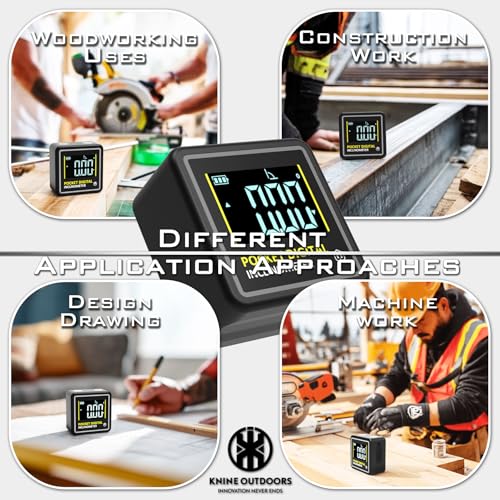 KNINE OUTDOORS Mini Digital Angle Finder 4-side Strong Magnetic Angle Gauge, Table Saw Miter Protractor, Woodworking Measuring Tool, Level Box for Hanging (1 Pack, Plastic, Small Size) - style: 1 Pack