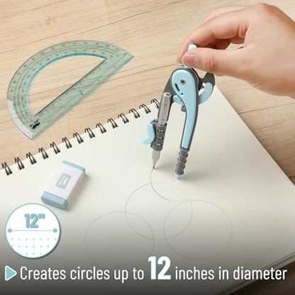 Mr. Pen- Geometry Compass and Protractor Set, 6 Inch Compass - color: Sky Blue, size: 1 Set