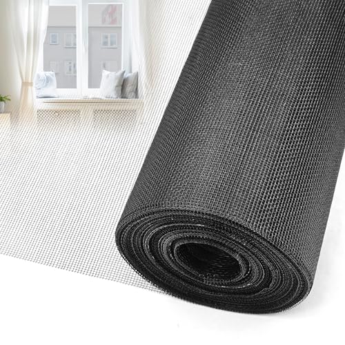 56 in × 100 ft Window Screen Mesh, Fiberglass Window Screen Replacement, Screen Mesh Roll for Window, Door, Patio, Porch (Black) - size: 56" x 100'