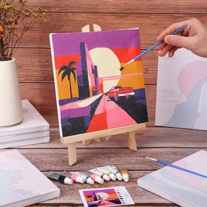 Nezyo 12 Sets Paint by Numbers Kit with Frame, Acrylic Canvas 8x8in - style: Travel