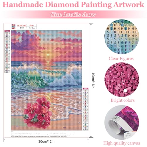 MAXBYE Diamond Art Kits for Adults, Beach and sea Bedazzling Dot Painting for Adults，5D Full Drill Gem Art Painting Kit, Easy DIY Craft for Stress Relief 12x16in - color: ZD059