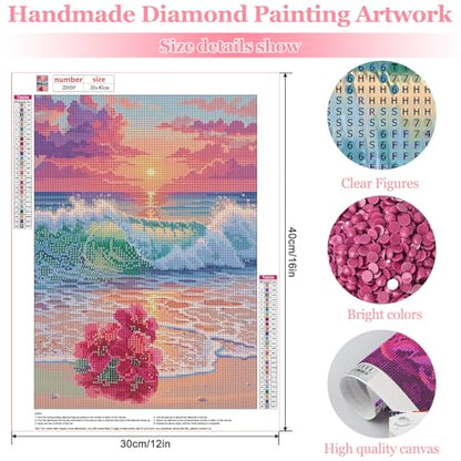 MAXBYE Diamond Art Kits for Adults, Beach and sea Bedazzling Dot Painting for Adults，5D Full Drill Gem Art Painting Kit, Easy DIY Craft for Stress Relief 12x16in - color: ZD059