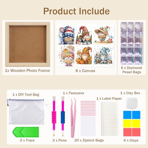 DIY Diamond Art Painting Pearl Creative Pattern 5D Seasonal Holiday Calendar 2026 Healing Home Photo Frame Set Tools-6Pcs Goblin - color: 6Pcs Goblin