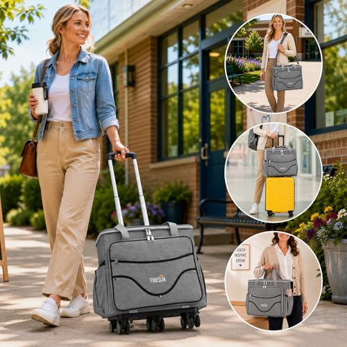 Rolling Craft Bag With Wheels, Teacher Tote Organizer With Detachable Cart - color: Grey