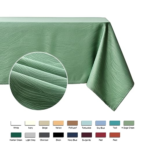 maxmill Jacquard Tablecloth Swirl Design Water Resistance Antiwrinkle Heavy Weight Soft Table Cloth for Buffet Banquet Parties Event Holiday Dinner Square 52 x 52 Inch Sage Green - color: Sage Green, size: 52" x 52" (Square)
