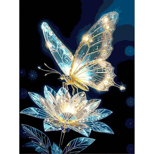 Paint by Numbers Kit for Adults,Crystal Butterfly Paint by Number 16x20 In - color: MT6281