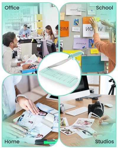 MAKEASY Paper Cutter 12 Inch, Guillotine Paper Cutter with 8 Sheet Capacity, Heavy Duty Paper Cutter for Cardstock, Paper Trimmer for Crafting, Classroom and Office, Green - color: Green
