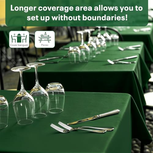 54IN X 600FT Plastic Table Cover Roll with Cutter Box, Cut to Size Plastic Table Cloths for Parties, Birthday, (Green, 54"x7680"(Rectangular)) - color: Green, size: 7680" x 54" (Rectangular)