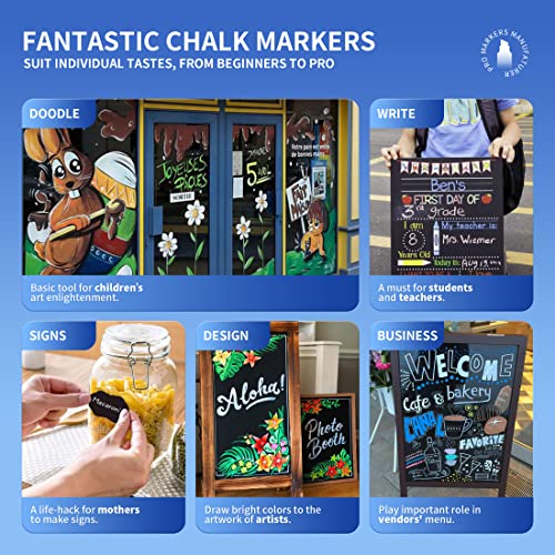 SILENART White Liquid Chalk Markers - Chalk Markers White - Dry Erase Markers Pen - for Chalkboard Signs, Windows, Blackboard, Glass - color: White, style: 3mm Tip - 2 Pack