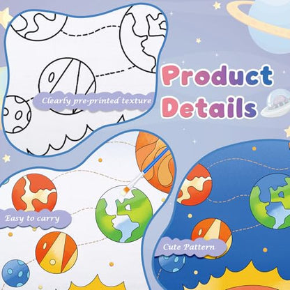 Anseal 12 Packs Pre Drawn Canvas to Paint, 4" X 4" Space Pre-Printed Canvas Paint Party, Stretched Outline Painting Boards for Beginners, Party Favor - style: Space