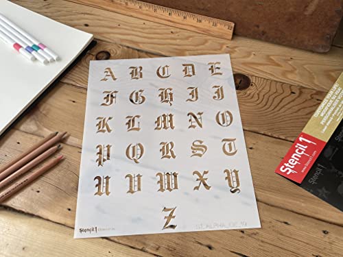 Stencil1 Old English Font Stencil 1" Alphabet Letters Painting Craft - size: 1" Letters