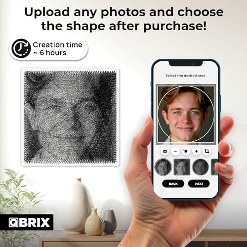 QBRIX Custom String Art Kit | DIY Craft Kit for Adults for Handmade Home Décor Creation | All-in-One Photo String Art Maker | Round or Square Portrait