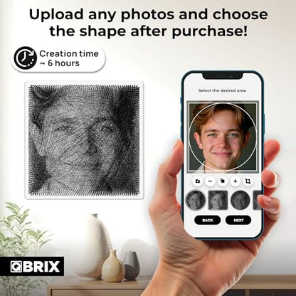 QBRIX Custom String Art Kit | DIY Craft Kit for Adults for Handmade Home Décor Creation | All-in-One Photo String Art Maker | Round or Square Portrait