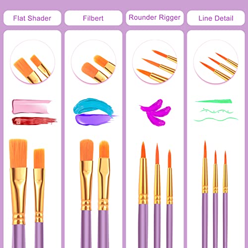 ESRICH 160PCS Paint Brushes, Paint Brush for Acrylic Painting - color: Purple, size: 160