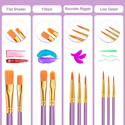 ESRICH 160PCS Paint Brushes, Paint Brush for Acrylic Painting - color: Purple, size: 160