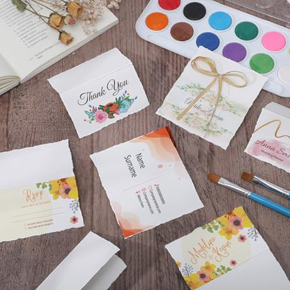 50 Sheets Watercolor Paper, Folded 3.5 x 2 in, 300 GSM, Deckled Edge - size: 3.5 x 2inch
