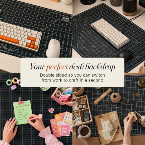 XNM Premium Self Healing Cutting Mat - 8 Inches by 11 inches - A4, 3 Layer Quality PVC Construction - Dual Sided, Imperial and Metric Grid Lines - Perfect for Cutting, Sewing, and Crafts - size: 11"L x 8"W