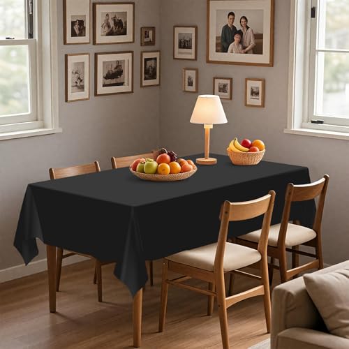 54IN X 160FT Plastic Table Cover Roll with Cutter Box, Cut to Size Plastic Table Cloths for Parties, Birthday, (Black, 54"x1920") - color: Black, size: 1920" x 54" (Rectangular)