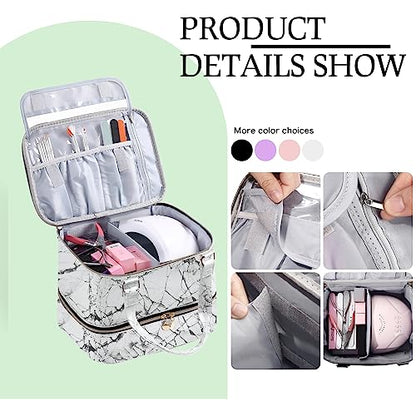 FCQQYWZ Nail Polish Organizer Hold 40+ Bottles Nail Polish & Nail Lamp, Nail Polish Storage Case Double-Layer Nail Polish Bag Nail Polish Holder with Sturdy Handle (WHITE) - color: White-40Bottles