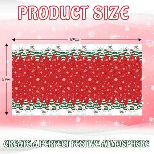 4 Pack Christmas Snowflake Tablecloth Disposable Plastic Tablecloth Table Cover for Christmas Party Decoration Supplies 54 x 108 Inches (Christmas Snowman) - color: Christmas Snowman