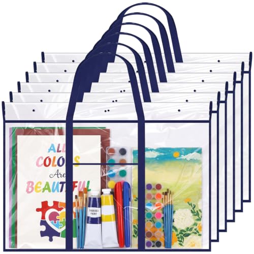 Windyun 6 Pack Large Poster Storage Bag 48" x 36" Bulletin Board Holder Art Portfolio Case PVC Art Portfolio Container Storage Box with Pocket for Classroom Teacher Organization(Blue) - color: Blue, size: 48" X 36"