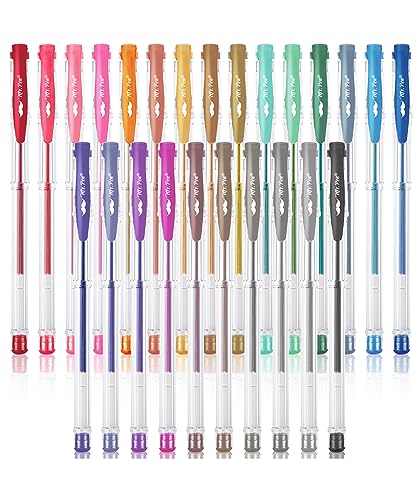 Mr. Pen- Metallic Gel Pens, 25 Pack, Assorted Vibrant Colors | Metallic Gel Pens for Journaling, Doodling, Drawing, Lettering & Coloring, Writes on Light & Dark Paper