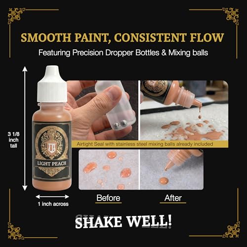 Ludus Bellum Miniature Paint Light Peach Color 18ml Dropper Bottle | Professional Acrylic Paint for Miniatures & Models, Provides Quality Acrylic Tones and Shades for Warhammer 40K D&D Figures - color: Light Peach