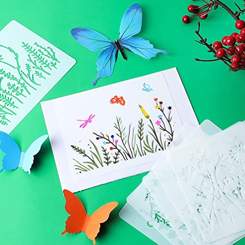 Marspark 20 Pcs Wildflower Stencils, Rectangular Style, 6 x 4.7 Inch - size: 6 x 4.7 Inch, style: Rectangular Style
