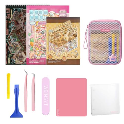 11-in-1 Sticker Craft Studio, Ultimate DIY Miniature Diorama Kit with Tweezers & Accessories - color: Professional Kit | 11-piece Set, 86 Pages