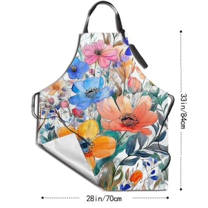 Imiss Waterproof Stain-Resistant Cooking Chef Aprons for Grill BBQ Baking 27 X 31 Inch - color: Colorful Floral