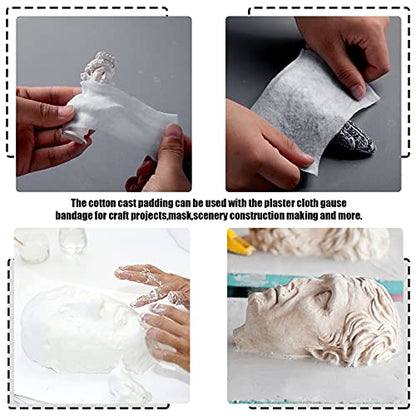 Nuanchu 12 Rolls Medical Cotton Cast Padding Plaster Cloth,4 Inch X 8.8 ft | Individual Wrapped, Undercast Protection Padding, Soft Cloth for Body Casts, Halloween Bandage Art, Mask Craft Supplies - size: 4 Inch X 8.8 ft