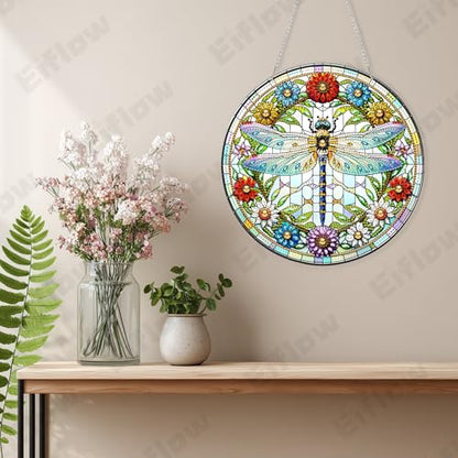 Eiflow Acrylic Diamond Art Hanging Kit for Adults, DIY Diamonds Painting Door Hanging Board Kit, Special Crystal Diamond Art Painting Pendant Ornament (Dragonfly) - color: Dragonfly