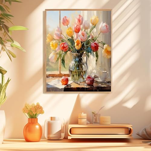 Arttoplus Flower Paint by Numbers Kit for Adults Canvas 16x20inch - color: MT12436-US