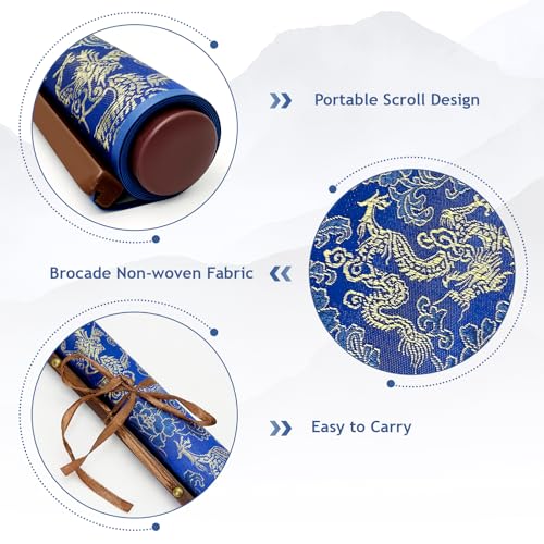 Reusable Calligraphy Cloth, No Ink Magic Water Painting Paper for Chinese Calligraphy Practice, Professional Water Drawing Mat Writing Cloth Scroll for Beginners -Blue - color: Blue