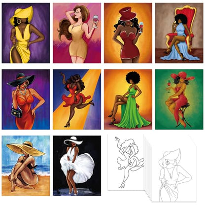 Nuberlic 10 Pack Sip and Paint for Girls Hangout Pre Drawn Canvas Painting for Adults Pre-Stretched Outline Canvas Bridal Shower Party Supplies Mothers Day Gift Friendsmas Paint n Sip 12x16 Inch - size: 12x16, style: Girls night