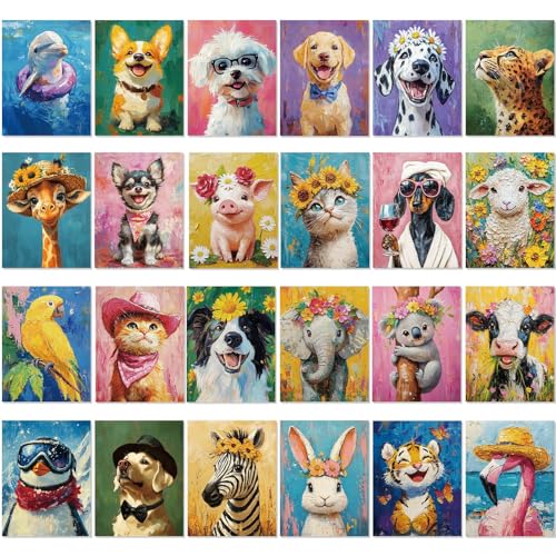Sherr 24 Pcs Pre Drawn Canvas for Painting Adult Pre Printed Canvas Bulk Sip and Paint Kit Stretched Panels Paint Set for Theme Valentine Painting Night Party Favor(Carton Animal,8 x 10 Inch) - size: 8 x 10 Inch, style: Carton Animal