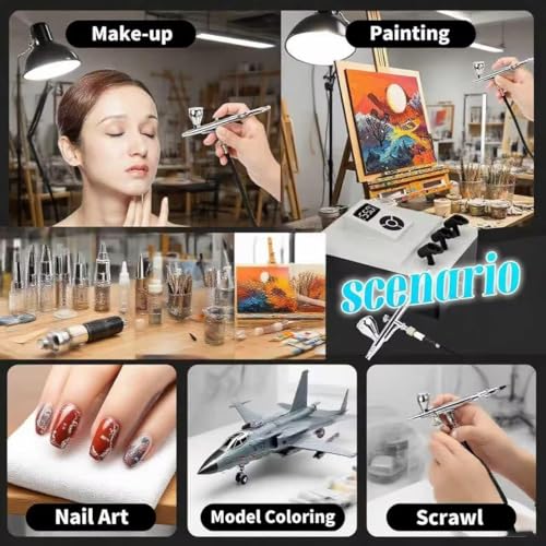 85 PSI Digital Airbrush Compressor - Professional Tankless Air Brush Compressor Only, Dual-Port Quiet 45dB High Pressure Pump with Auto-Stop for Model Painting, Cake, Nail Art (No Gun Included) - size: 85 PSI