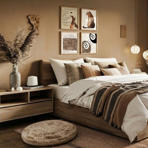 Yeaqee 4 Pcs Diamond Art Kits DIY Painting for Adult Aesthetic Wall Diamond Crafts Aesthetic Room Decor Cute Painting Pictures 5d Craft Wall Decor for Home 10 x 11.8'' (Leopard Print) - style: Leopard Print