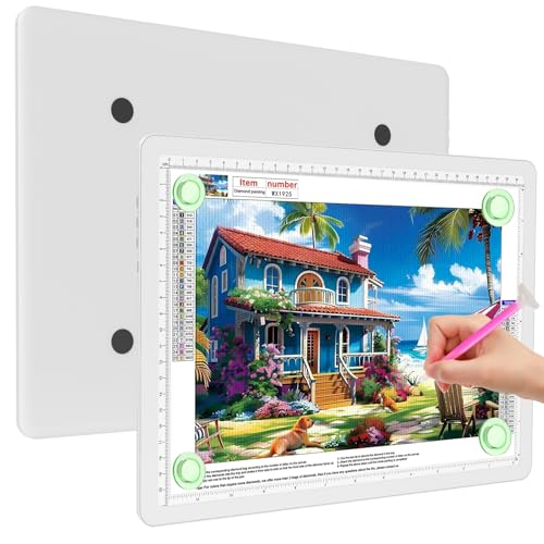 Elice Magnetic A4 Light Board for Diamond Painting, Ultra-Thin Tracing LED Light Box with Side Buttons, Super Bright Diamond Art Light Pad, Light Table for Drawing, Sketching, Weeding Vinyl - White - color: White, size: A4 without Carry Bag
