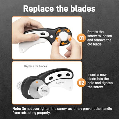 Teslong 45mm Rotary Cutter for Fabric, Extra 8pcs Replacement Blades | Ergonomic Handle Fabric Cutter Wheel with Safety Lock for Fabric, Leather, Crafting, Sewing, Quilting, Left & Right Hand