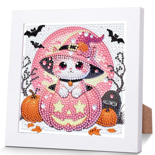 Cat Diamond Art Painting Kits for Kids with Frame Ages 4-8-12 (7x7 inch) - color: CC1208