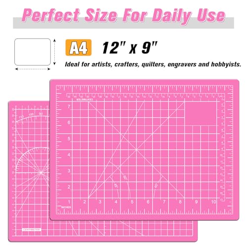 DIYSELF 9in×12in Cutting Mat, A4 Self Healing Craft Mat for Sewing - color: Pink, size: 12"L x 9"W