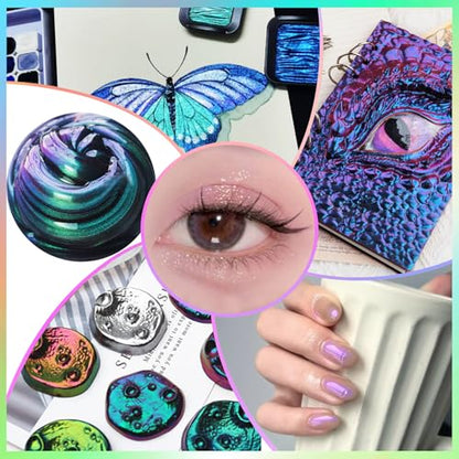 Matio Chameleon Mica Powder 10 * 5g White Chrome Powder Pearlescent Effect | Color Shift Pigment, Mica Powder Set for Epoxy Resin, Soap Candle Dye, Nail Art,Bath Bombs,Painting,Slime Pigment - color: 10 Colors White