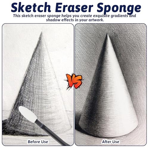 44 Pcs Paper Art Blending Blenders Stumps, Blending Stumps for Drawing | Sketch Trimmer Erase Sponge Wiper, 2 Shapes, Replacement Sponge Tips, Drawing Tools, for Highlighting, Shadowing, Blending