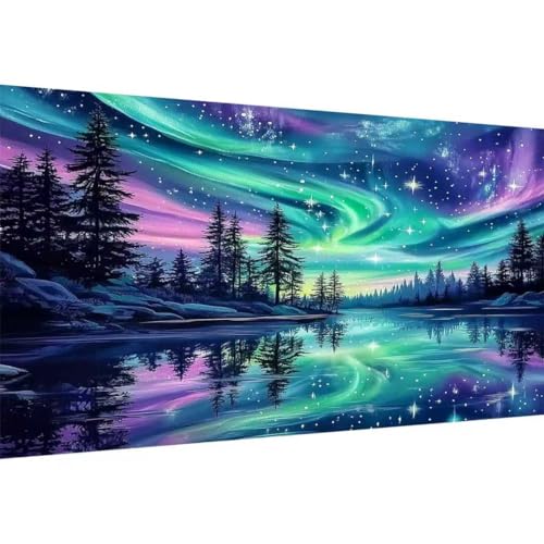Ekuxom Large Aurora Diamond Art Kits for Adults 27.5 X 15.7 inch | Diamond Painting Kits for Adults-Round Full Drill Diamonds Art Painting Kit for Gifts Home Wall Decor - color: Aurora