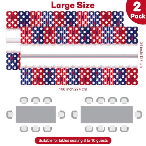 Kochorie 2 Pcs Baseball Tablecloths, 54 x 108 Inch Disposable Baseball Party Table Cover, Plastic Rectangular Baseballs Pattern Table Cloth for Sports Event Birthday Party Supplies - style: Baseball
