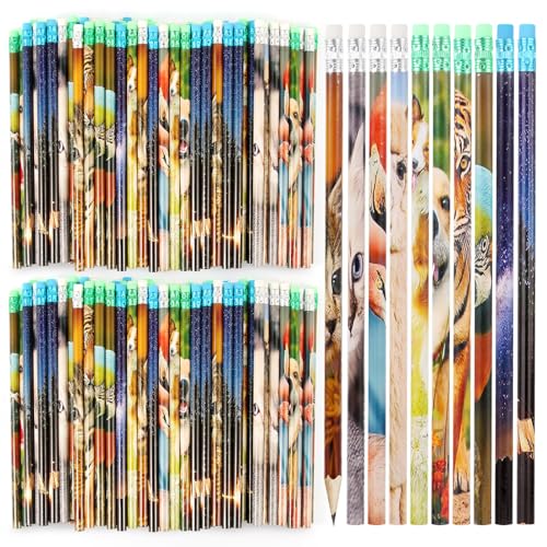 Kolewo4ever 200 Pieces Animal Pencils Galaxy Sky Pencils Alpaca Tiger Flamingo Natural Animal Pencils for Teachers Classrooms Reward Party Supplie School,Learning Activities (200)
